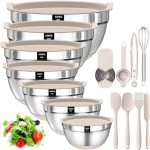 Mixing Bowls with Airtight Lids, 20 piece Stainless Steel Metal Nestin…