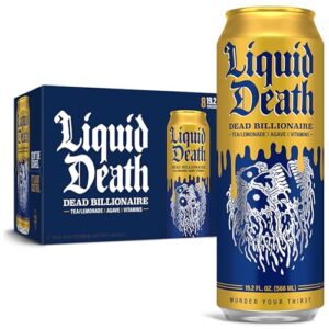 Liquid Death, Dead Billionaire Iced Tea, Half Lemonade Half Black Tea …