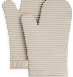 KitchenAid Ribbed Soft Silicone Oven Mitt Set, 7″x13″, Milkshake 2 Cou…