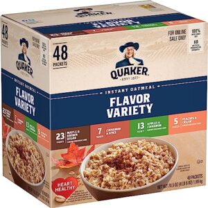 Quaker Instant Oatmeal, 4 Flavor Variety Pack, Individual Packets, 48 …